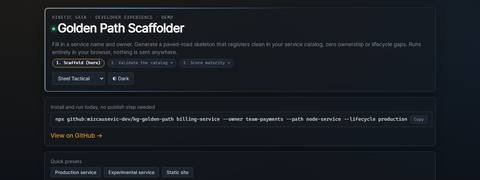 Screenshot of a live Developer Experience & Platform Engineering operator surface